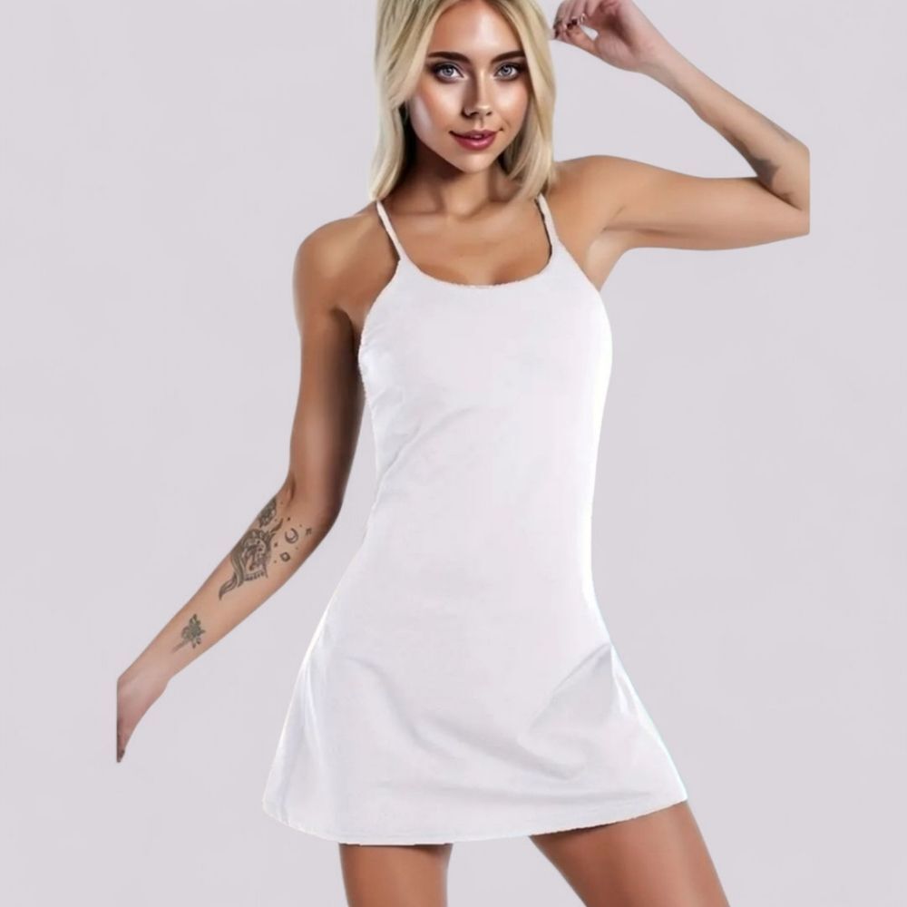 TENNIS/GOLF Athletic Dress, Workout Dress With Built-in Bra & Shorts Pockets